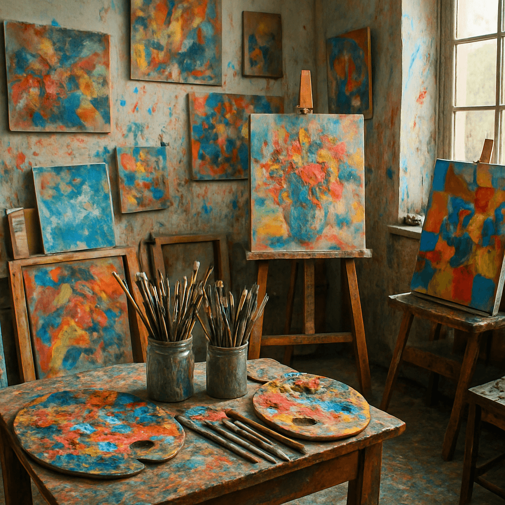 Atelier de creator handmade din Moldova cu materiale, schițe și lucrări pregătite pentru vânzare